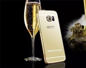 Samsung Galaxy S6 edge - Zlat elegantni aluminijast zrcalni ovitek