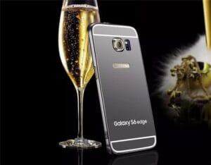 Samsung Galaxy S6 edge - Črn elegantni aluminijast zrcalni ovitek