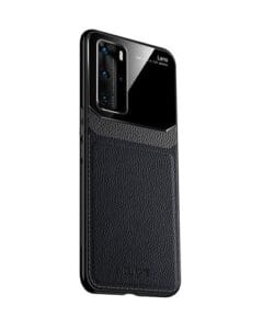 Ovitek za Huawei Mate 40 Pro - usnjen "Grained Leather Shell" - črn