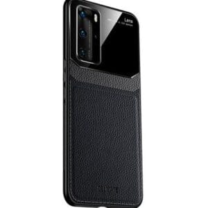 Ovitek za Huawei Mate 40 Pro - usnjen "Grained Leather Shell" - črn