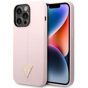 Guess GUHCP14XSLTGU Apple iPhone 14 Pro Max purple hardcase Silicone Triangle