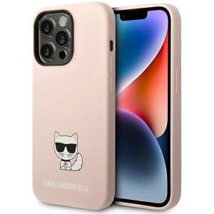 Karl Lagerfeld KLHCP14XSLCTPI Apple iPhone 14 Pro Max hardcase light pink Silicone Choupette Body