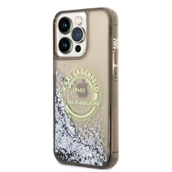 Karl Lagerfeld KLHCP14XLCRSGRK Apple iPhone 14 Pro Max black hardcase Liquid Glitter RSG - slika 2