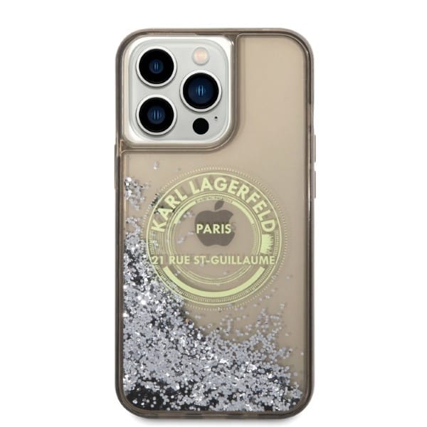 Karl Lagerfeld KLHCP14XLCRSGRK Apple iPhone 14 Pro Max black hardcase Liquid Glitter RSG - slika 3