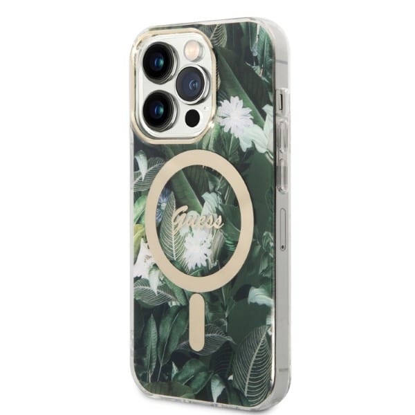 Guess GUBPP14XHJEACSA Case + Wireless Charger Apple iPhone 14 Pro Max zielony/green hard case Jungle MagSafe - slika 2