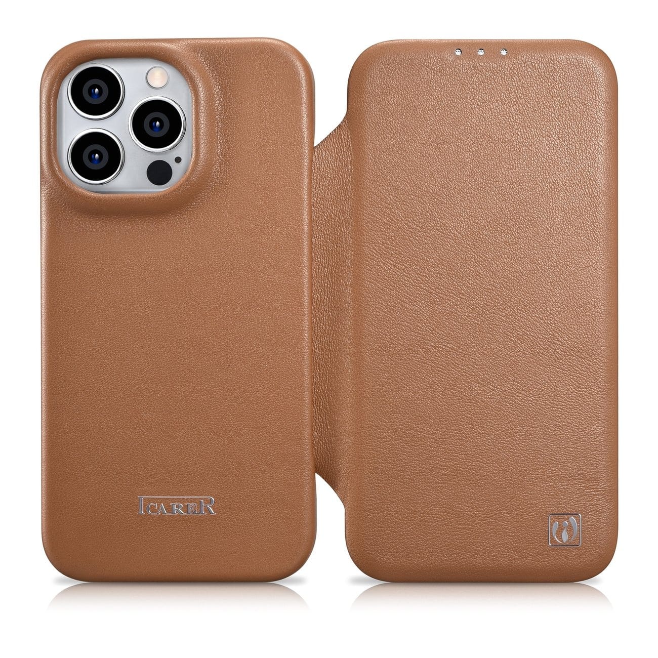 iCarer CE Premium Leather Folio MagSafe Apple iPhone 14 Pro Max brown