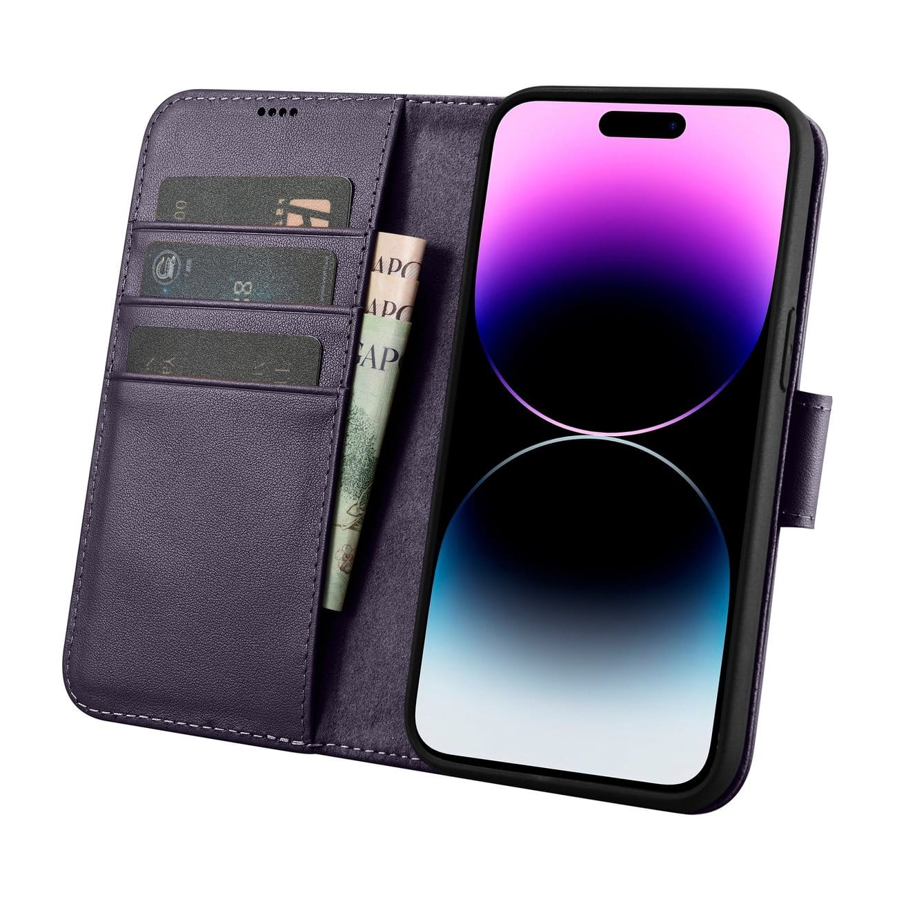 iCarer Wallet Anti-RFID 2in1 Apple iPhone 14 Pro Max dark purple - slika 3