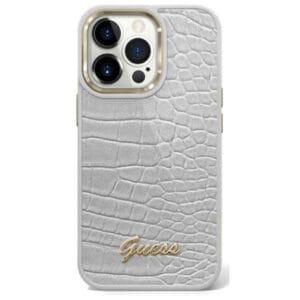 Guess GUHCP14MHGCRHS Apple iPhone 14 Plus silver hardcase Croco Collection