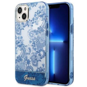 Guess GUHCP14MHGPLHB Apple iPhone 14 Plus blue hardcase Porcelain Collection