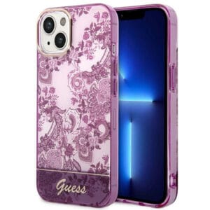 Guess GUHCP14MHGPLHF Apple iPhone 14 Plus fuschia hardcase Porcelain Collection