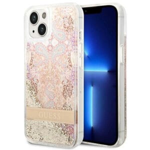 Guess GUHCP14MLFLSD Apple iPhone 14 Plus gold hardcase Paisley Liquid Glitter