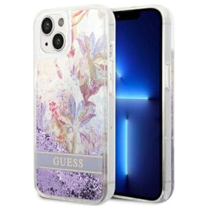 Guess GUHCP14MLFLSU Apple iPhone 14 Plus purple hardcase Flower Liquid Glitter